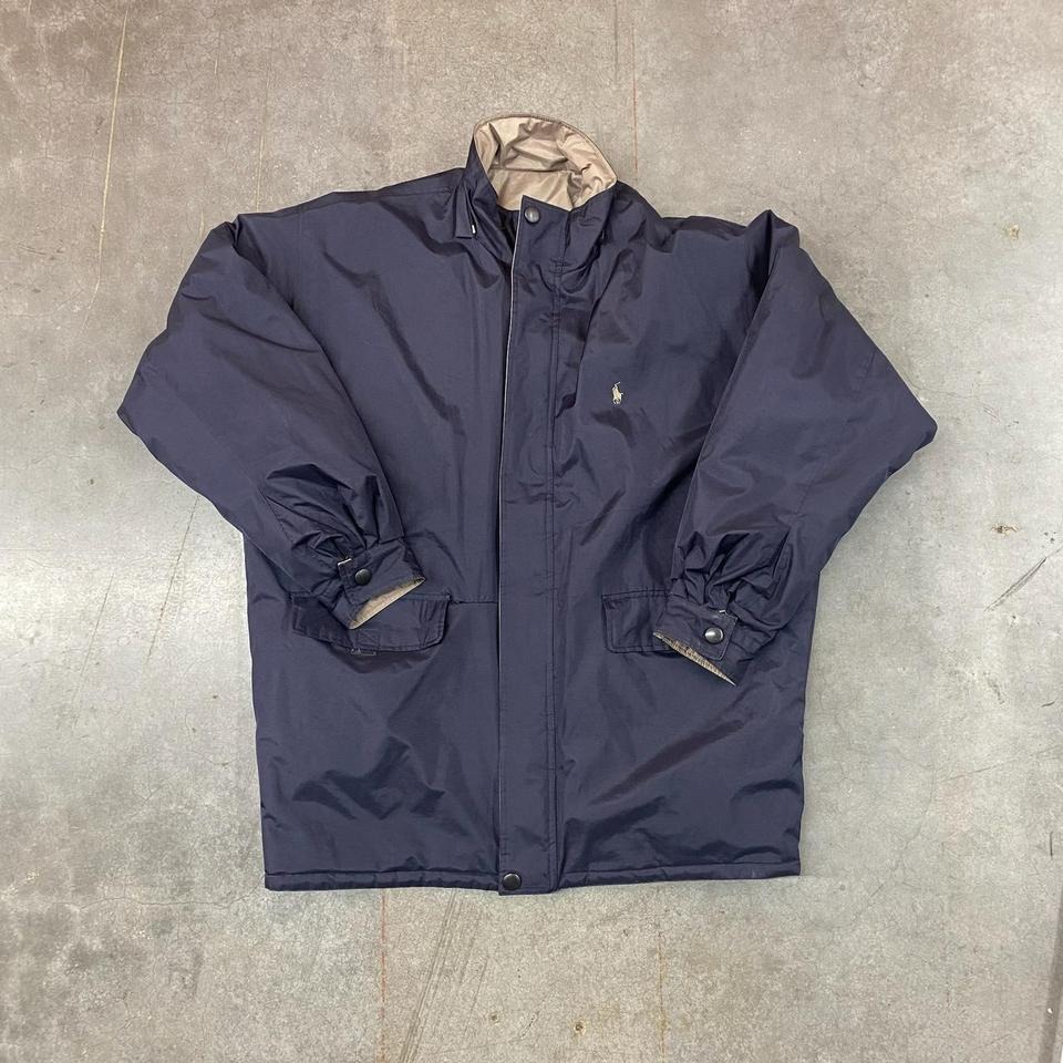 Polo Ralph Lauren Reversible Jacket Tan Navy Windbreaker Vintage Men's Xxl